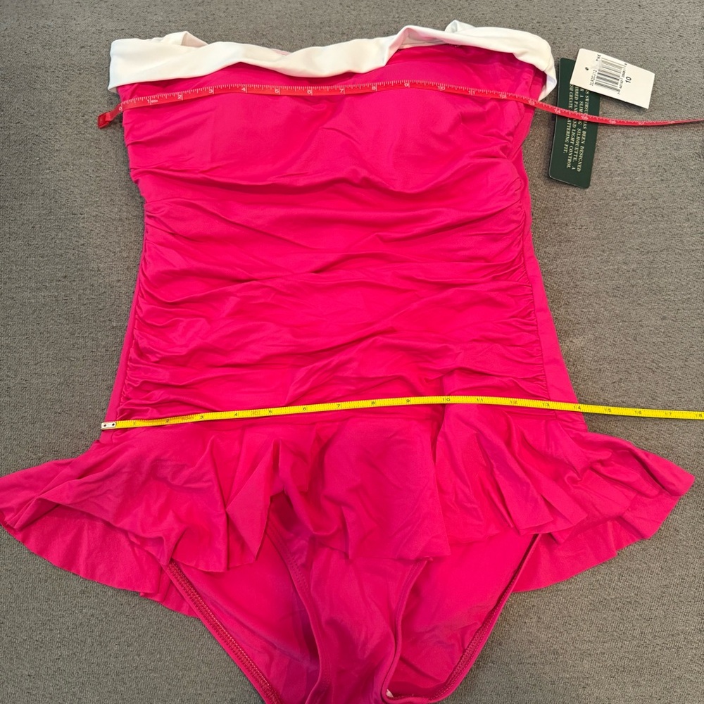 Ralph Lauren Bel Air hot pink skirted one-piece swimsuit - multiple sizes - Picture 2 of 4